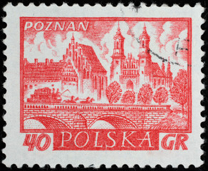 Polish city on postal stamp