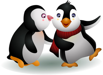 Naklejka premium kissing a cute penguin