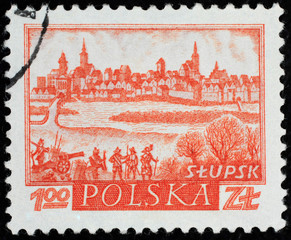 Polish city on postal stamp