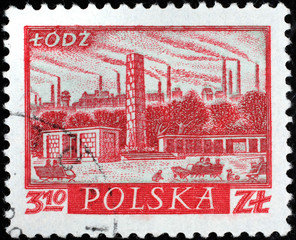 Polish city on postal stamp