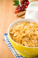 bowl of corn flakes and milk