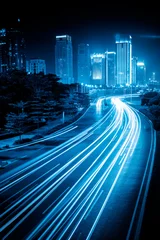 Washable wall murals Highway at night light trails