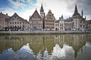 Fototapeta na wymiar View of the Graslei at Ghent, Belgium
