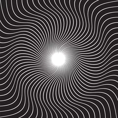 Abwaschbare Fototapete Psychedelisch Hypnotischer Schwarzweiss-Hintergrund. Vektor-Illustration