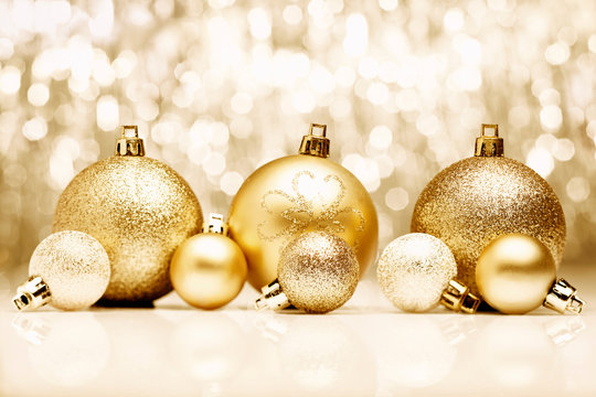 Golden Christmas baubles