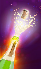 Champagne explosion. Celebrati ng concept