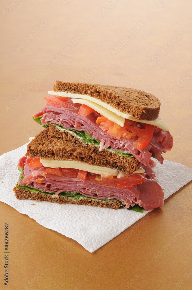 Poster corned beef sandwich on rye