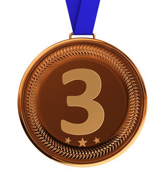 Isolated bronze medal over white with clipping path