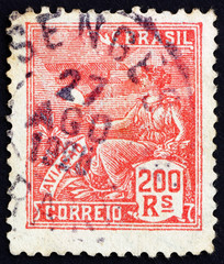 Postage stamp Brazil 1922 Allegory of Aviation