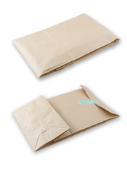 Blank brown envelope with paper