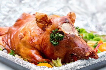 Christmas dinner. Roast pork © pitrs
