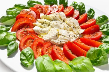 mozzarella with basil and tomatoes