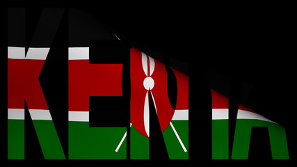 Kenya text with fluttering flag animation
