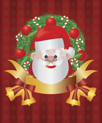 Santa Claus in Christmas Wreath Illustration