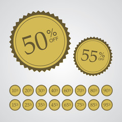 Gold Percentage Off Stickers
