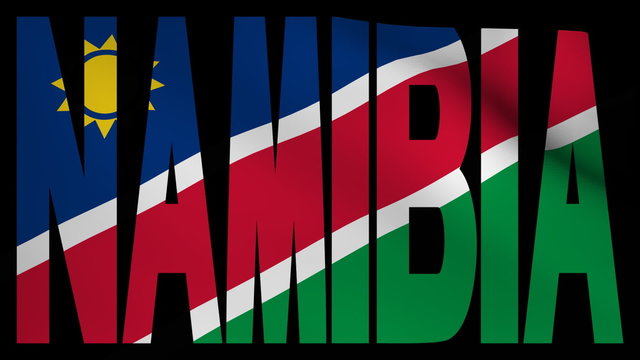 Namibia text with fluttering flag animation