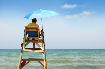 Beach lifeguard on duty