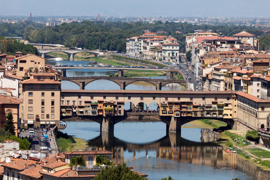 The famous Ponte Vecchio bridge in Florence, Italy