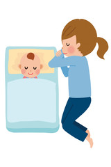 昼寝をする親子