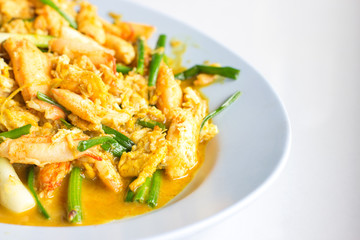 Closeup Stir-Fried crab with curry