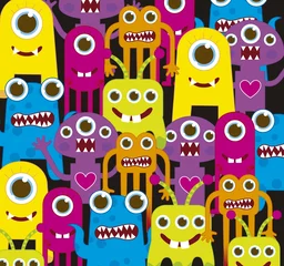 Stickers pour porte Créatures monstres colorés