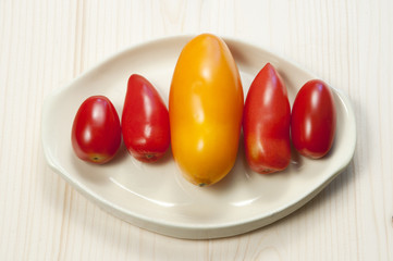 Five oblong tomatoes