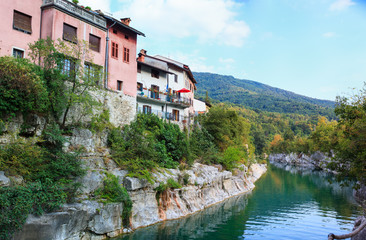 Fototapeta na wymiar Soca river, Kanal - Slovenia