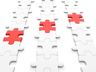 Obraz premium 3d Illustration: Business theme. Chain puzzles and the item, the