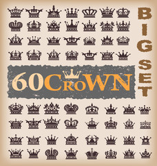 Royal Crown. Big set of isolated symbols. Vintage crowns for your design. Vector illustration set © PETR BABKIN