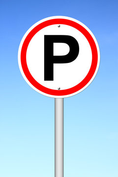 Parking sign over a sky