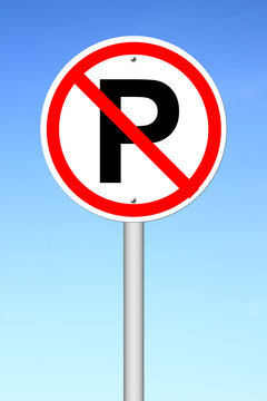 No parking sign over  blue sky