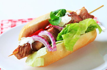 Pork kebab sandwich