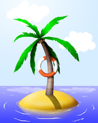 Palm tree on a tropical island