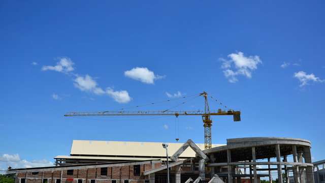 Time lapse clip of building over blue sky