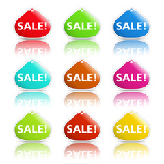 Set of sale banners shaped as purse