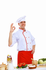 Young cook preparing food