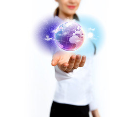 Human hand holding our planet earth