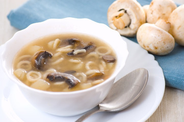 mushroom soup with potato and pasta