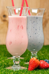 Blueberry and Strawberry milk shake