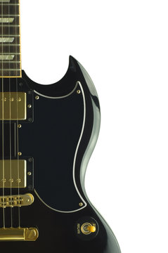famous black electric guitar's body isolated