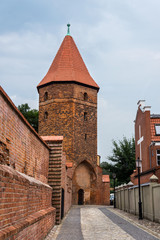 Gothic fortification tower in Lebork, Poland.