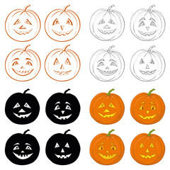Halloween pumpkins Jack O Lantern, set
