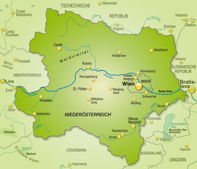 Übersichtskarte des Kantons Niederösterreich mit Umland