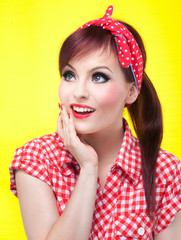 Cheerful pin up girl - retro style portrait