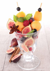 fresh fruits salad and mint