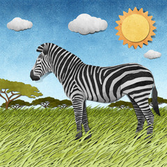 Fototapeta na wymiar Zebra recycled paper background