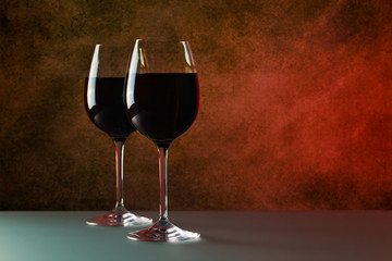 glass with red wine