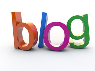 the word blog multicolored in orange blue magenta and green