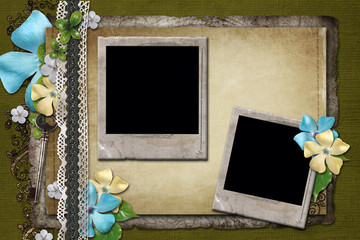 Two frames on vintage background