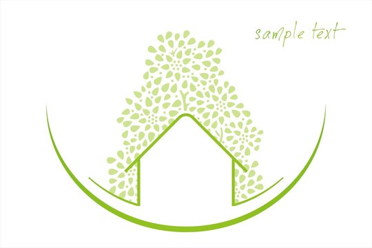 Home , tree, green Eco friendly business logo design